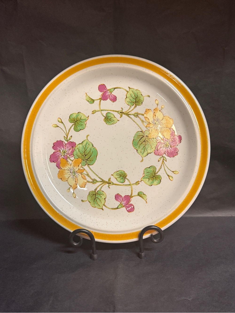 Vintage Ambiance Collection “Magnolia Blossom” Stoneware Salad Plates - Set of 9